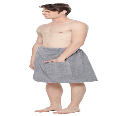 Arus Men's Robe GOTS Certified Organic Turkish Cotton Bathrobe Adjustable Closure Shower and Bath Wrap Gray, Small