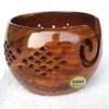 INAM Antique Beautiful and Designer Hand Carved Wooden Decorative Drill Hols Yarn Bowl HANDICRAFTS view 2