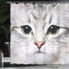 Ambesonne Animal Shower Curtain, Cat Print Kitten Kitty Face Look Closeup Portrait Digital Photography Domestic Pet, Cloth Fabric Bathroom Decor Set with Hooks, 69" W x 75" L, Off White Avacado Green view 3