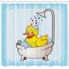 Ambesonne Duck Shower Curtain, Cartoon Character Taking a Bath Colorful Drops Backdrop Dots, Cloth Fabric Bathroom Decor Set with Hooks, 69" W x 75" L, Soft Blue Sky Blue Yellow view 2