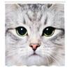 Ambesonne Animal Shower Curtain, Cat Print Kitten Kitty Face Look Closeup Portrait Digital Photography Domestic Pet, Cloth Fabric Bathroom Decor Set with Hooks, 69" W x 84" L, Off White Avacado Green view 2