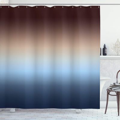 Ambesonne Ombre Shower Curtain, Arrangement with Gradual Color Change Modern Ornamentation Abstract Illustration, Cloth Fabric Bathroom Decor Set with Hooks, 69" W x 75" L, Blue and Brown