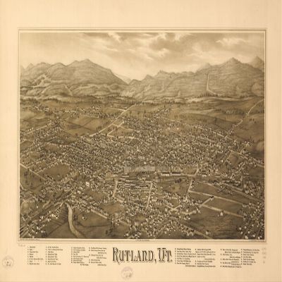 14" x 24" 1885 Map of Rutland Vermont