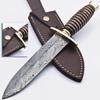 RARE CUSTOM BLOOD GROOVED DAMASCUS DAGGER KNIFE | WALNUT WOOD HANDLE view 1