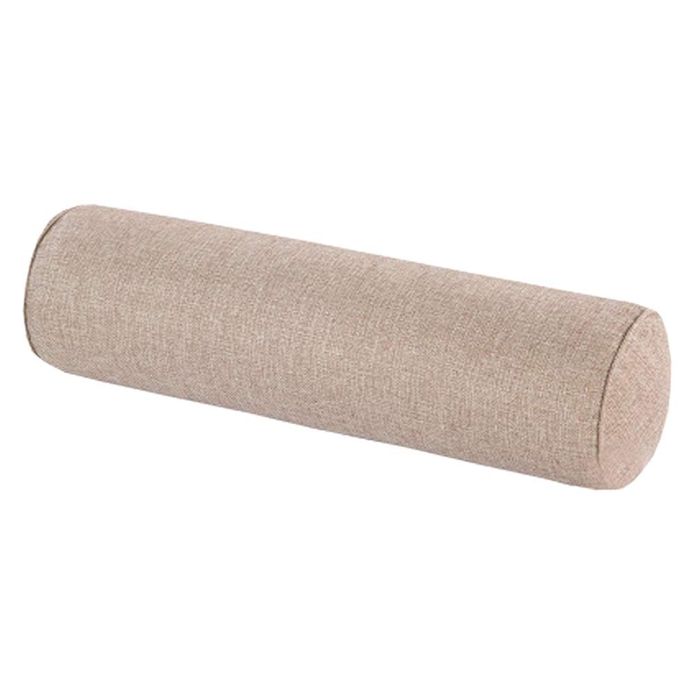 Aowufan Solid Color Cervical Pillow Cylindrical Round Neck Pillow Candy Pillow Long Leg Pad Foot Pillow Throw Pillow Sofa Cushion (Khaki, L)