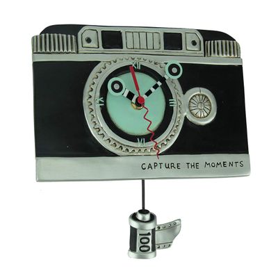 Allen Designs Enesco Capture The Moments Vintage Camera Sculpted Pendulum Wall Clock, 9.5 Inch, Multicolor
