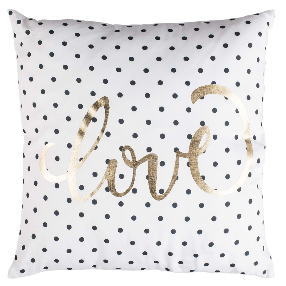 SAFAVIEH Spotted Love Throw Pillow, Gold/Black/White