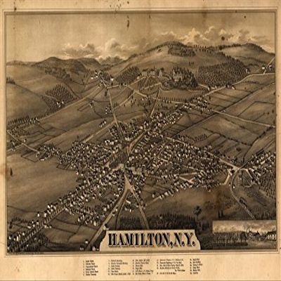14" x 24" 1885 Map of Hamilton New York