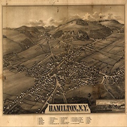14" x 24" 1885 Map of Hamilton New York