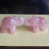2'' Hand Carved Mixed Gemstone Crystal Elephant Figurine Animal Statue Carving (Rose Quartz) view 4