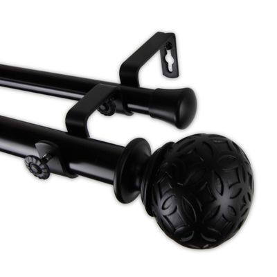 Rod Desyne 1" Odelia Double Curtain, 66-120", Black