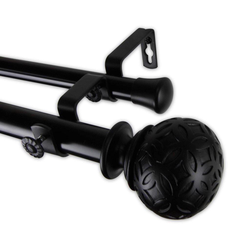 Rod Desyne 1" Odelia Double Curtain, 66-120", Black