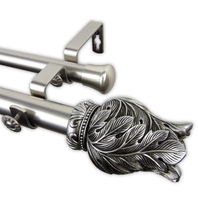 Rod Desyne 1" Verda Double Curtain, 48-84", Satin Nickel