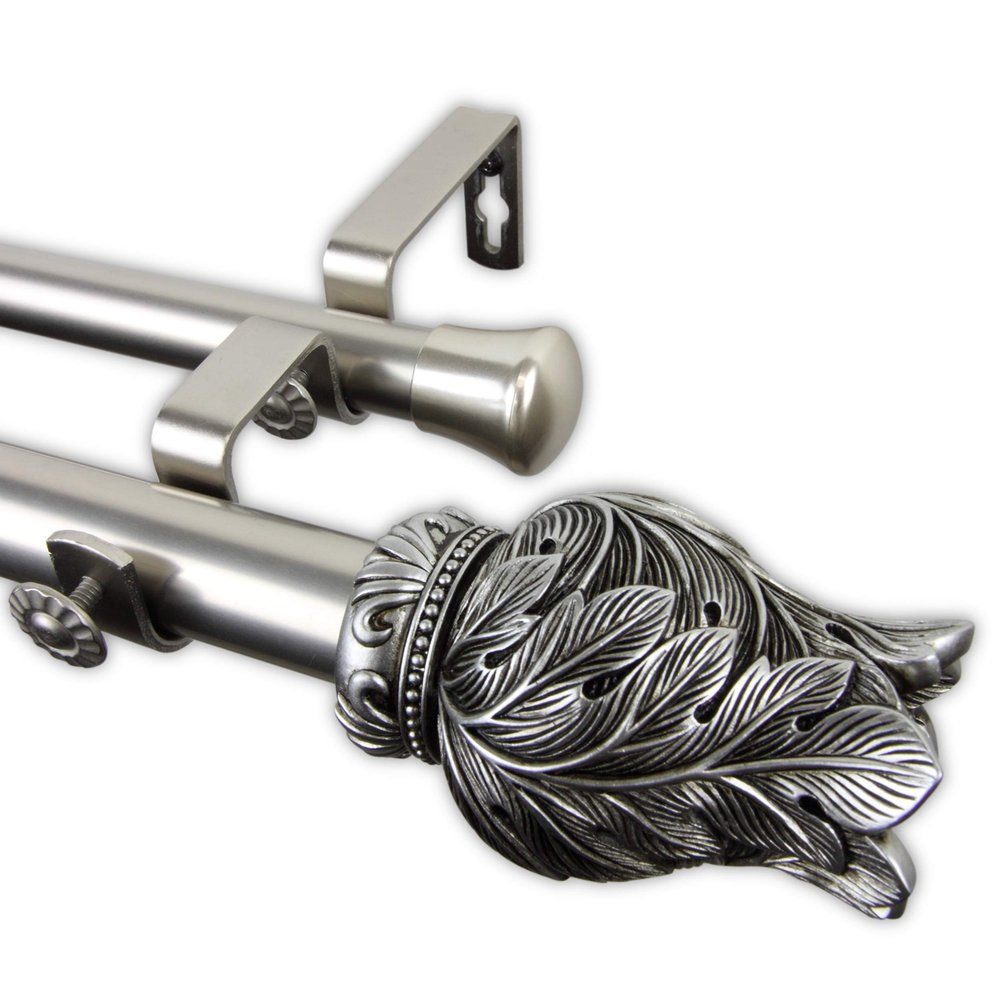 Rod Desyne 1" Verda Double Curtain, 48-84", Satin Nickel