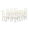 East West Furniture DOBO9-LWH-LC 9 Piece Dining Set Includes a Rectangle Dining Room Table with Butterfly Leaf and 8 Faux Leather Upholstered Kitchen Chairs, 42x78 Inch, Linen White view 1