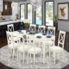 East West Furniture DOBO9-LWH-LC 9 Piece Dining Set Includes a Rectangle Dining Room Table with Butterfly Leaf and 8 Faux Leather Upholstered Kitchen Chairs, 42x78 Inch, Linen White view 2