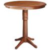 International Concepts 36" Round Top Pedestal Table with 12" Leaf-40.9" H-Dining, Counter, or Bar Height, Espresso view 1