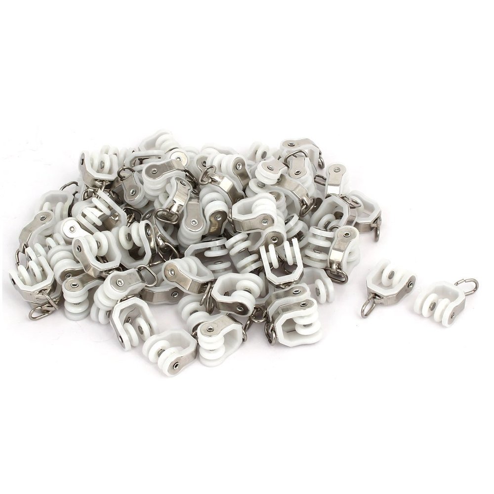 Aexit Home Window Window Treatments Plastic Curtain Track Rail Carrier Roller 12mm Dia Window Treatment Sets Wheel 80pcs