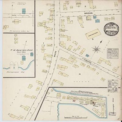 Historic Prints HP 20" x 24" 1884 Map of Sanborn Fire Insurance from Millbridge Washington County Maine