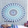 White Blue Peacock Feather Mandala Tapestries Indian Mandala Hippie Tapestry Indian Traditional Beach Throw Wall Art College Dorm Bohemian Beach Blanket Wall Hanging Boho Queen Bedspread 90X84" view 3