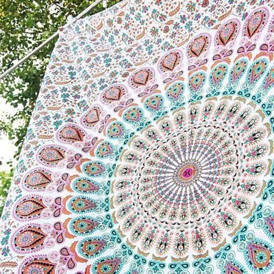 GDONLINE Indian Mandala Tapestry Hippie Wall Hanging Home Dorm Decor Psychedelic Cotton Tapestry Decorative Bedspread Boho Beach Blanket Throw