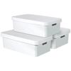 CURVER Infinity Storage Box Set with Lid, Plastic, White, 30 Litres, Set of 3 view 1