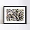 INVIN ART Framed Canvas Giclee Print Art Silver over Black,White,Yellow and Red by Jackson Pollock Abstract Wall Art Living Room Home Office Decorations(Black Frame with Mat,20"x24") view 1