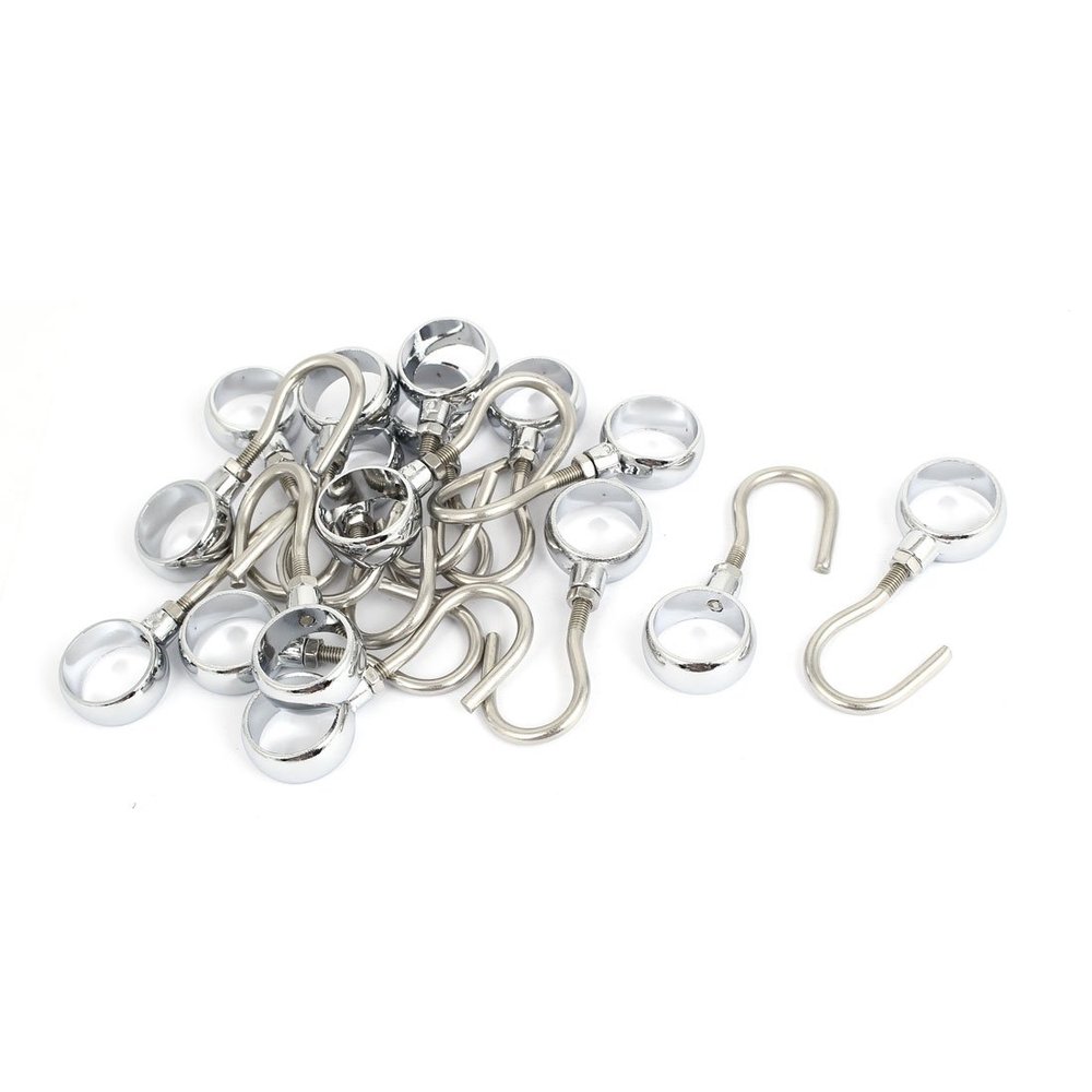 Aexit Wardrobe Bathroom Shower Curtains, Hooks & Liners 22mm Diameter Clothes Hanging Tube Rod Hooks Decorative Shower Curtain Hooks Hanger 20pcs