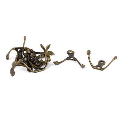 Aexit Bath Door Shower Curtains, Hooks & Liners Wall Hat Robe Clothes Hanging Retro Style Double Prong Hanger Decorative Shower Curtain Hooks Hooks 10pcs