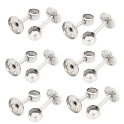 Aexit 22mm Dia Shower Curtains, Hooks & Liners Stainless Steel Wall Mounted Clothes Pipe Rod Lever Support Bracket Decorative Shower Curtain Hooks 12 Pcs