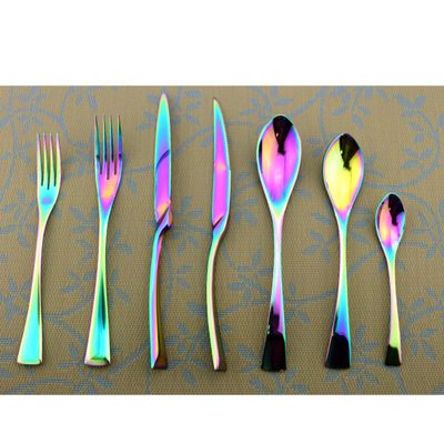 Uniturcky 28-Piece Luxury Mirror Polished Rainbow Cutlery 18/10 Stainless Steel Colorful Flatware Set Utensils | Elegant Memorable Keepsakes Reception | Steak Knife Spoon Fork Service for 4