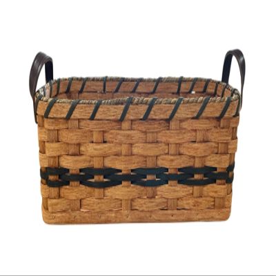 AMISH BASKETS AND BEYOND Amish Bread Basket Server Handmade with Leather Handles (Green)