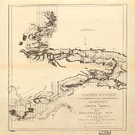 14" x 24" 1871 Map of United States Topographical & Geological Survey of Green River