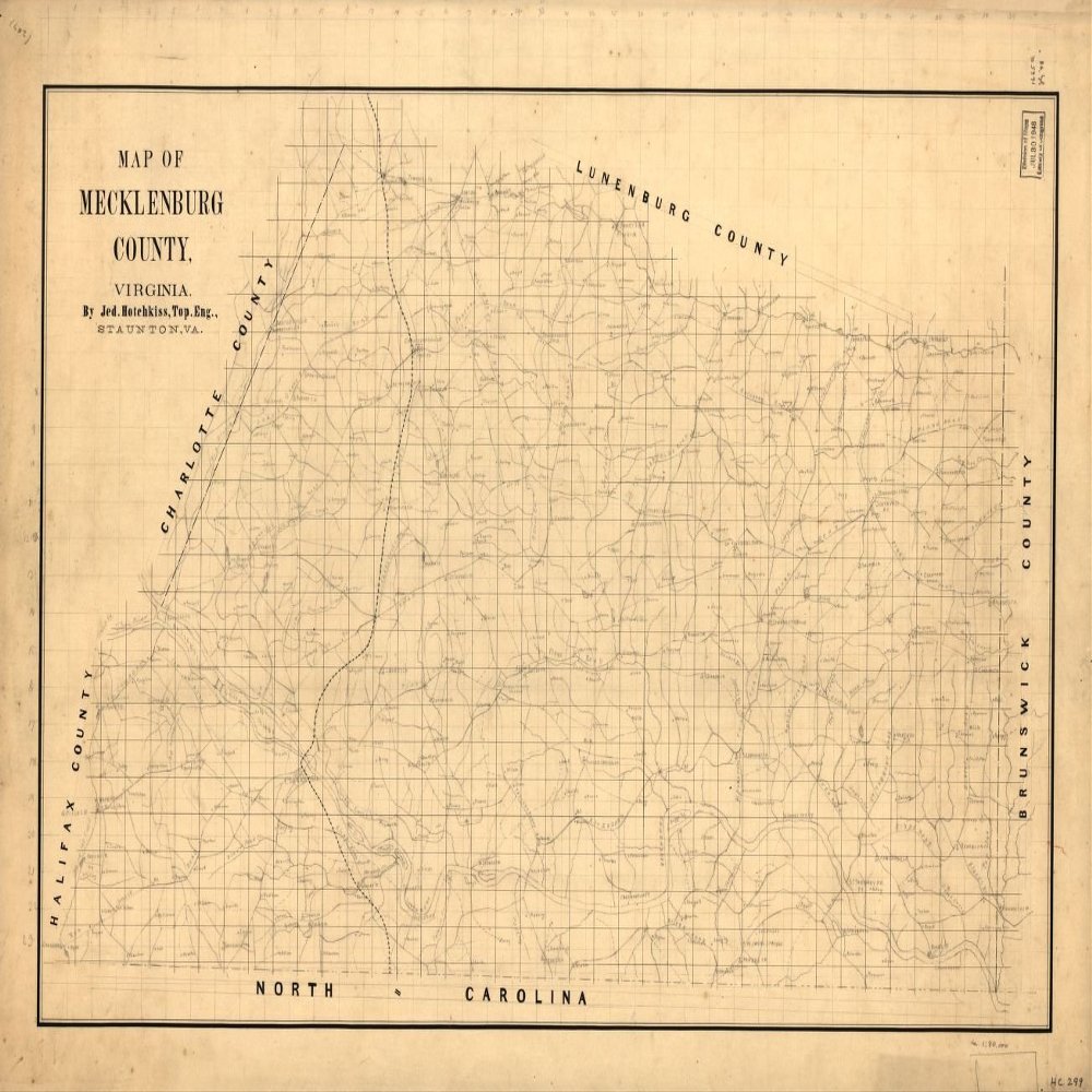 16" x 24" Map of Mecklenburg County Virginia
