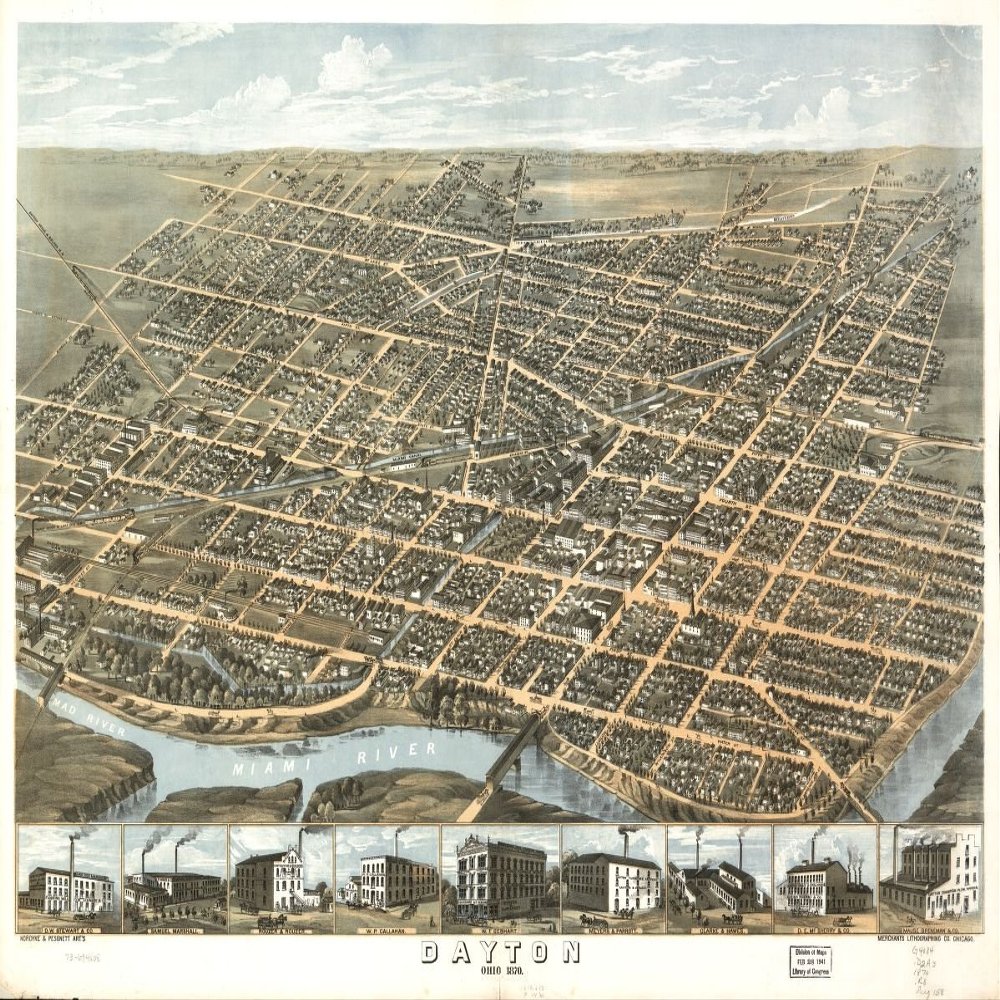 18" x 24" 1870 Map of Dayton Ohio