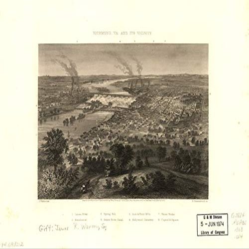 18" x 24" 1863 Map of Richmond Virginia. & Its Vicinity