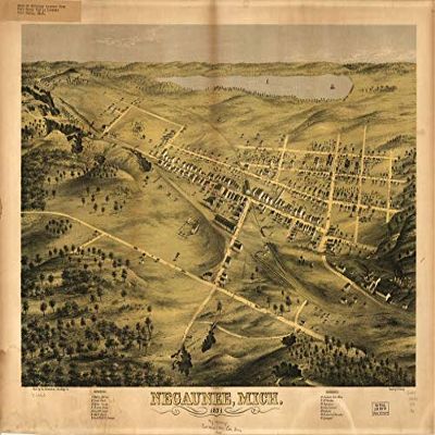 18" x 24" 1871 Map of Negaunee Michigan