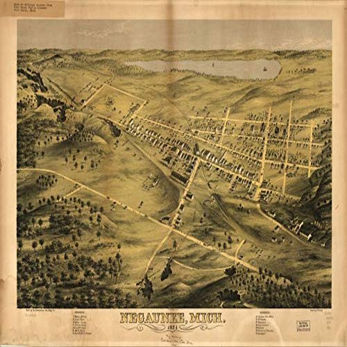 18" x 24" 1871 Map of Negaunee Michigan