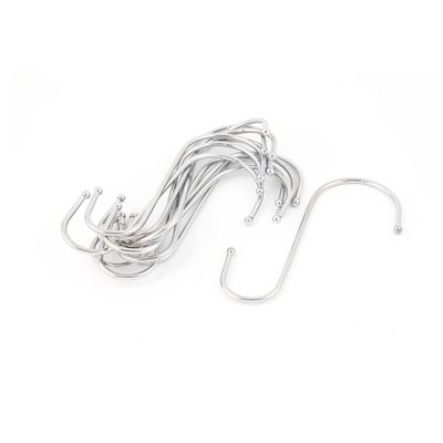 Aexit Household Kitchen Shower Curtains, Hooks & Liners Bathroom S Shaped Metal Hook Wall Hanger Silver Decorative Shower Curtain Hooks Tone 12Pcs