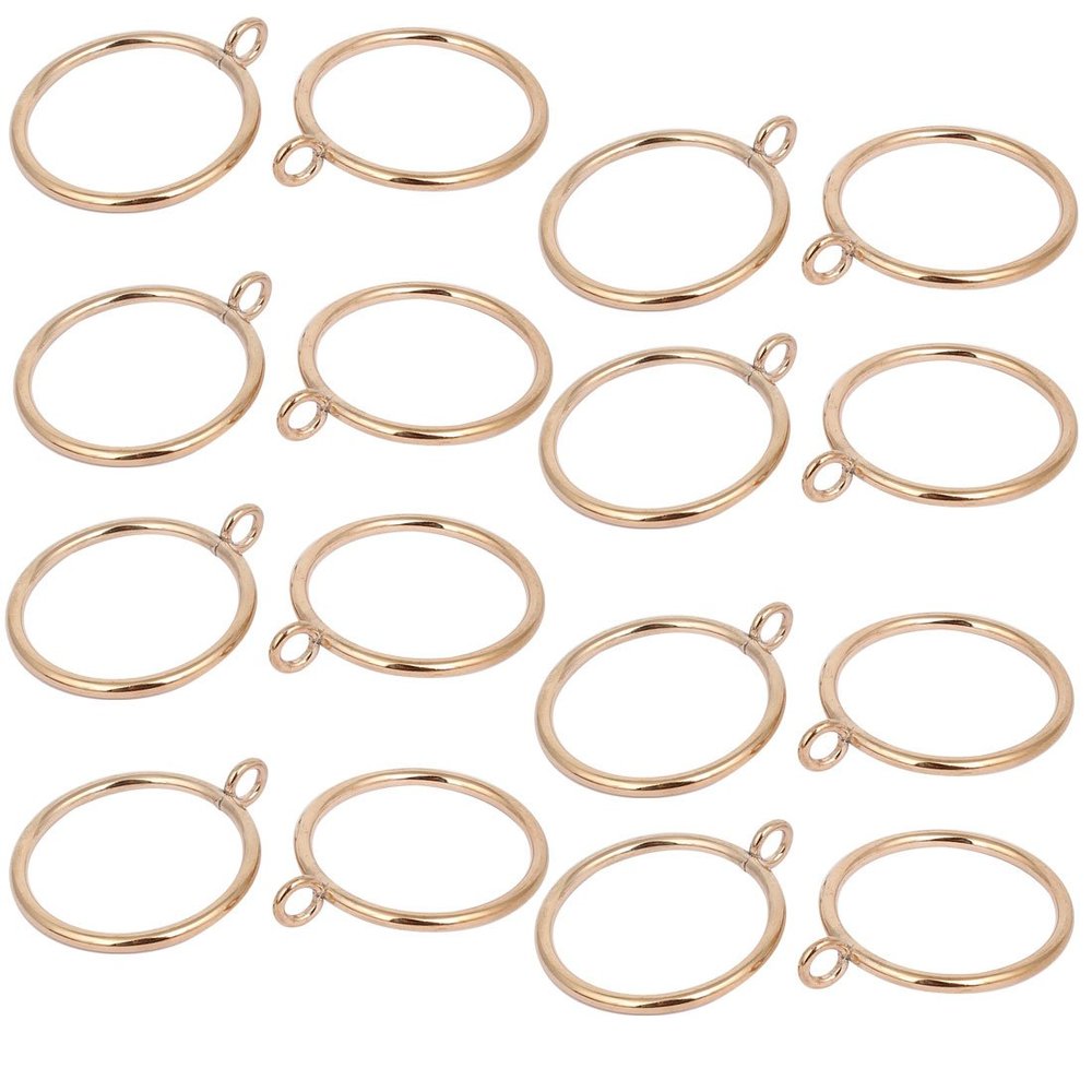 Aexit 45mm Dia Window Treatments 64mm Length Iron Curtain Drape Sliding Eyelet Rings Gold Window Treatment Sets Tone 16pcs