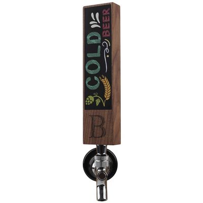 Fanfoobi Monogrammed B Chalkboard Beer Tap Handle for Home Brew Kegerators, Home Bar, Kegerator Tap Handles, Gift for Him, 8 Inch Tall Walnut Wood