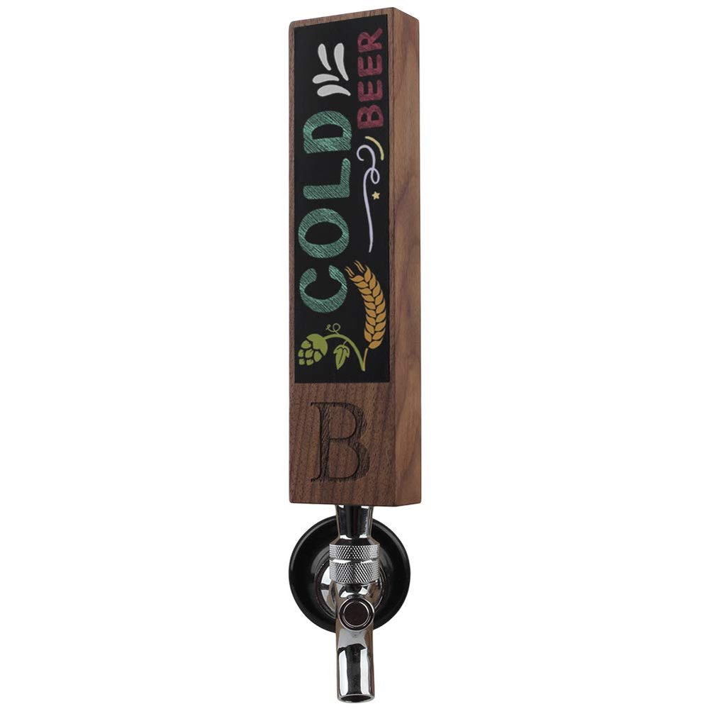 Fanfoobi Monogrammed B Chalkboard Beer Tap Handle for Home Brew Kegerators, Home Bar, Kegerator Tap Handles, Gift for Him, 8 Inch Tall Walnut Wood