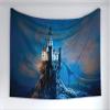 Ambesonne Fantasy Tapestry, Old Castle on a Rocky Hill Top Mysterious Medieval Architecture, Fabric Wall Hanging Decor for Bedroom Living Room Dorm, 60" X 40", Blue Pale Orange Cream view 1