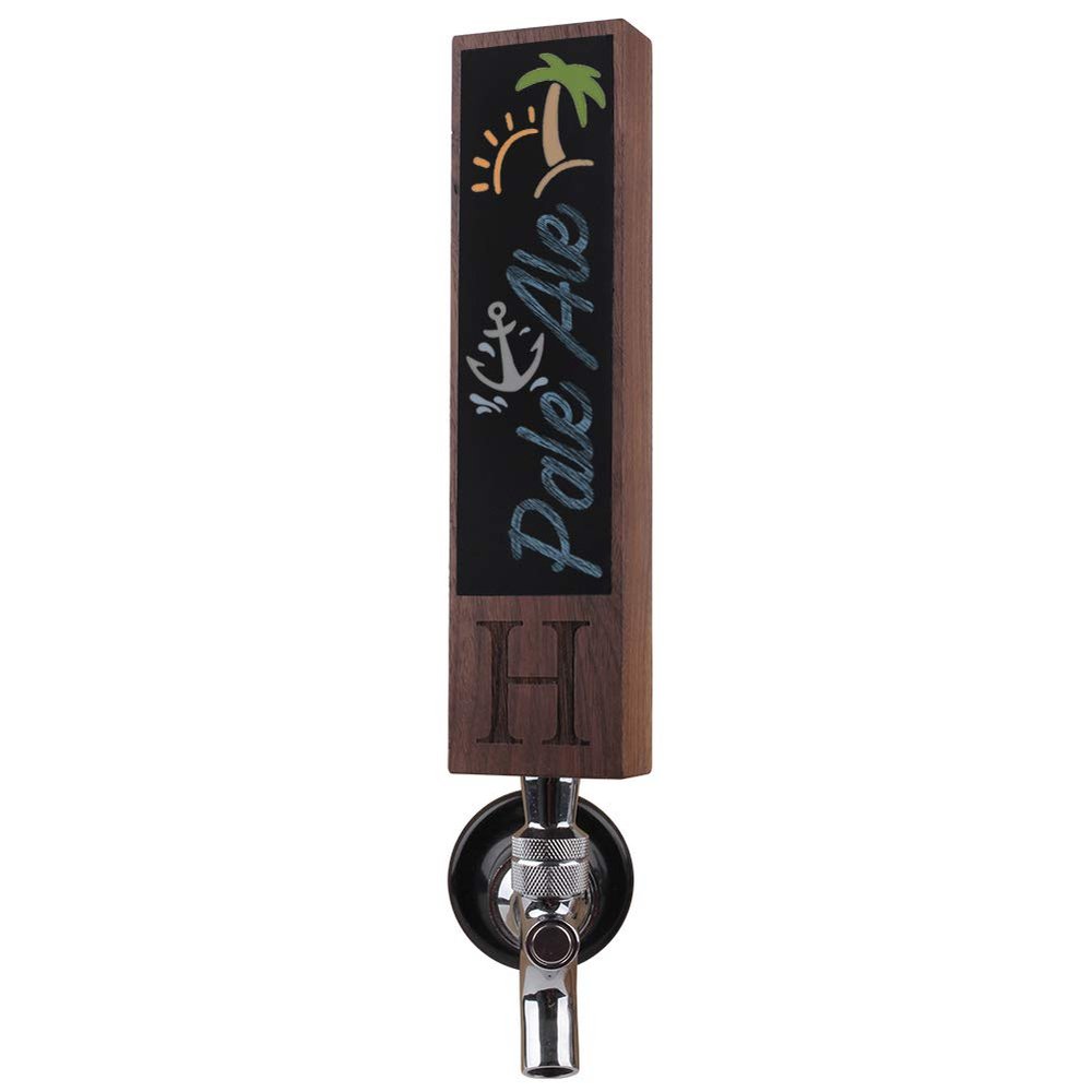 Fanfoobi Monogrammed H Kegerator Beer Tap Handle Display, Keg Tap Handle with Chalk, Made of Wood for Draft Beer Lover's Kegerator or Home Brew