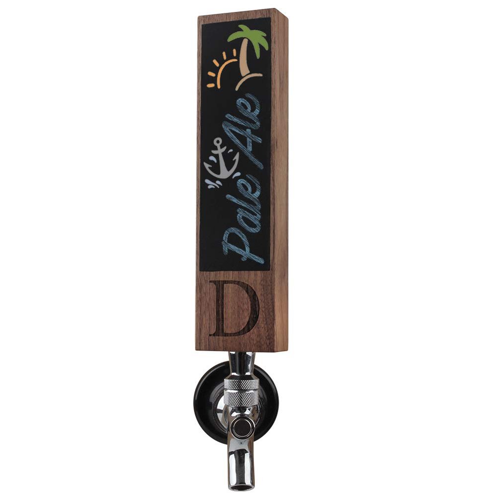 Fanfoobi Letter D Chalkboard Beer Tap Handle Display Made of Walnut Wood for Draft Beer Lover's Kegerator or Bar