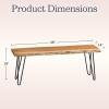 Alaterre Furniture Live Edge Solid Wood Bench with Metal Hairpin Legs - 48 Inch Industrial Modern Entryway Bench with Minimalist Design - Furniture for Entryway, Dining Room, Kitchen, or Bedroom view 3