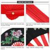Tai Chi Fan, Chinese Japanese Kung Fu Tai Chi Handheld Fan Traditional Chinese Hand Held Folding Fan with Flower for Women and Men(Black) view 3
