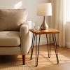 Alaterre Furniture Natural Live Edge End Table - 15 x 20 x 27 Acacia Wood Side Table with Metal Hairpin Legs and Protective Floor Pads - Mid Century Modern Living Room Furniture (Natural) view 2
