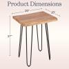 Alaterre Furniture Natural Live Edge End Table - 15 x 20 x 27 Acacia Wood Side Table with Metal Hairpin Legs and Protective Floor Pads - Mid Century Modern Living Room Furniture (Natural) view 3