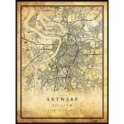 Antwerp map Vintage Style Poster Print | Old City Artwork Prints | Antique Style Home Decor | Belgium Wall Art Gift | Vintage map Wall Art 18x24